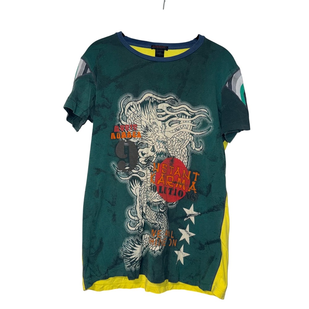 Vintage Custo Barcelona Green Dragon Graphic Tee Mens 2‎